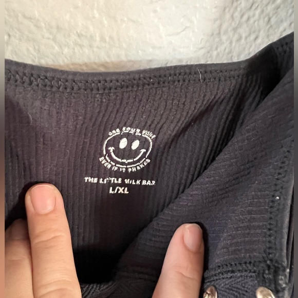 Black Ribbed Button-Front Bra - Picture 5 of 6